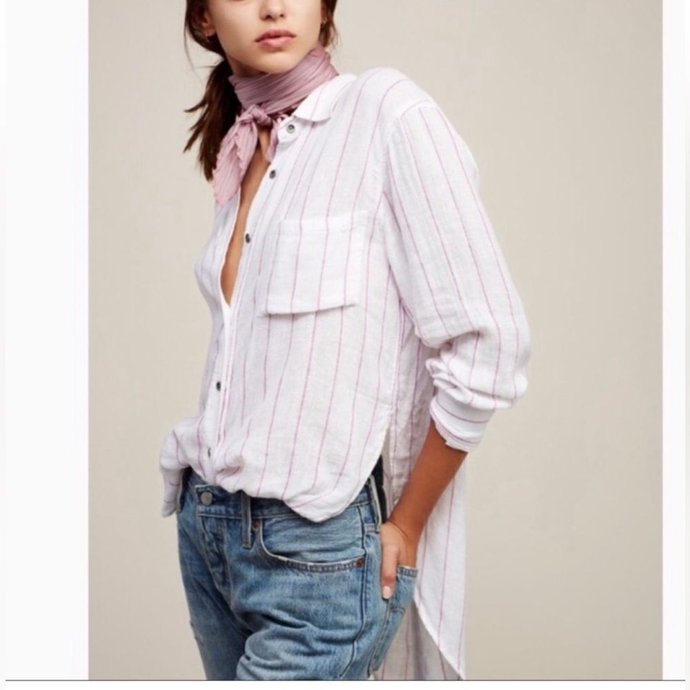 Rails Charli White / Berry Stripe Top Size M - image 1